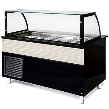 Luxe gekoeld buffet 150 cm | Zwart graniet | Wit | Saladebar, Nieuw in verpakking