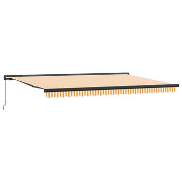 vidaXL Uitschuifbare luifel Geel en Wit met Antraciet Frame, Tuin en Terras, Verzenden, Nieuw