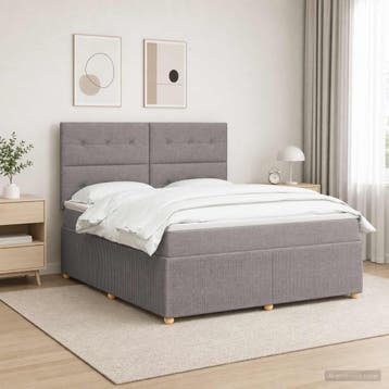 vidaXL Boxspringbed met matras met hoofdeinde Taupe 160 x, Verzenden, Nieuw