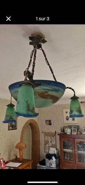 Muller Frères - Vaas - Glas - Lustre Art Nouveau, Antiquités & Art
