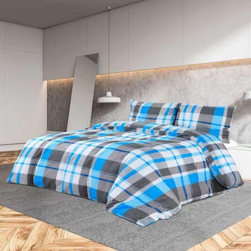 vidaXL Dekbedovertrekset 140x200 cm katoen blauw en grijs, Huis en Inrichting, Slaapkamer | Beddengoed, Verzenden, Nieuw