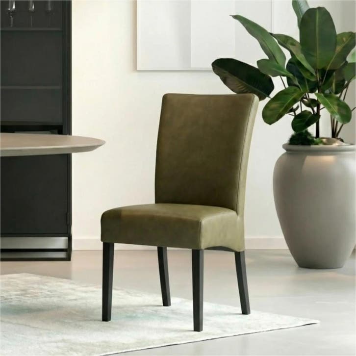 Set van 8 Leren eetkamerstoelen Just - Rancho Green, Huis en Inrichting, Stoelen, Nieuw, Leer, Ophalen of Verzenden