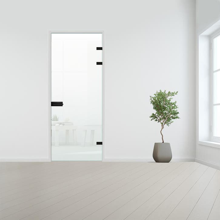 Glazen binnendeur XL voor stomp kozijn zwart beslag-Satijn g, Doe-het-zelf en Bouw, Glas en Ramen, Nieuw, Verzenden