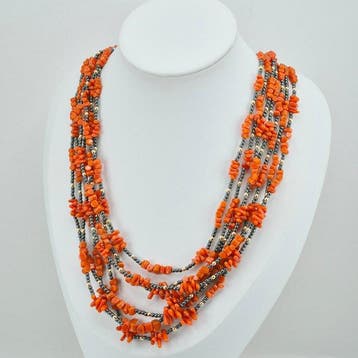 Corail rouge - Argent, Plaqué or - Collier - CORALLO