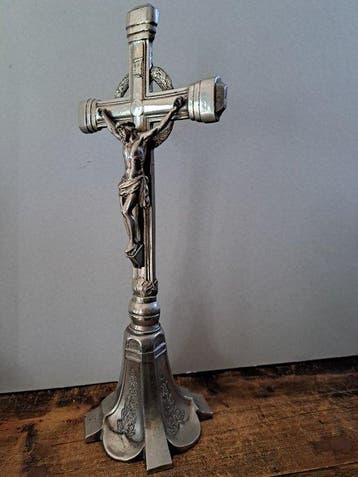 Art Nouveau Crucifix - Metaal - 1920-1930 - Zilverkleurig
