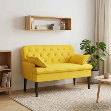 vidaXL Lovingseat met knoopge tuft Licht Geel 111 x 68 x 80, Verzenden, Nieuw