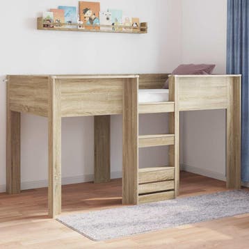 vidaXL Stapeld bed voor kids Sonoma Eik 100 x 200 cm Bewerkt, Huis en Inrichting, Slaapkamer | Bedden, Verzenden, Nieuw