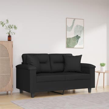 vidaXL Tweezitsbank met kussens 120 cm microvezelstof zwart, Verzenden, Nieuw