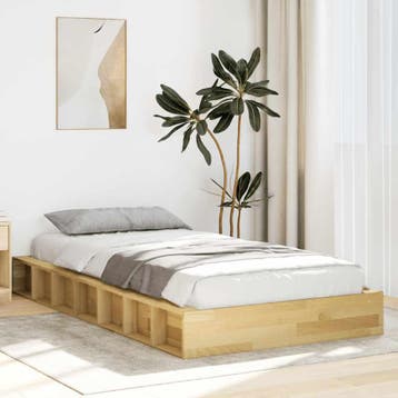 vidaXL Bedframe zonder matras 75x190 cm massief hout eiken, Verzenden, Nieuw