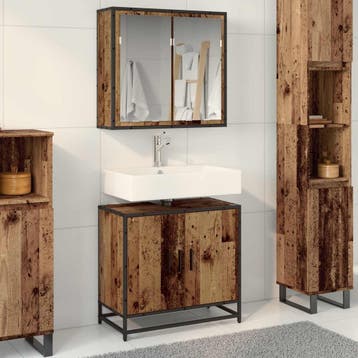 vidaXL Badkamermeubel Set 2 st Oud Hout Bewerkt hout, Verzenden, Nieuw