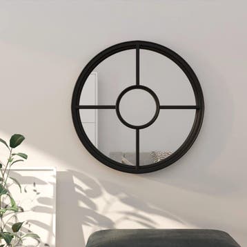 vidaXL Spiegel rond 60x4 cm ijzer zwart, Huis en Inrichting, Woonaccessoires | Spiegels, Verzenden, Nieuw