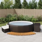 vidaXL Hottub-ombouw poly rattan en massief acaciahout zwart, Tuin en Terras, Zwembaden, Verzenden, Nieuw