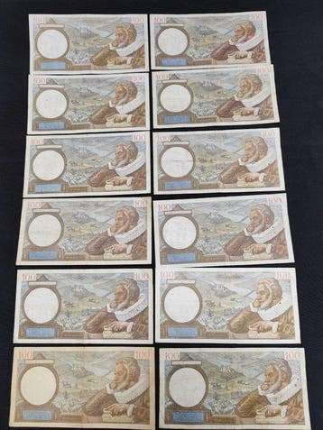 France. - 12 x 100 Francs - various dates - Pick 94 (Sans