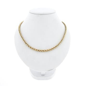 Gouden vossenstaart schakelcollier (Ketting), Ophalen of Verzenden, Gebruikt, Overige kleuren, Goud