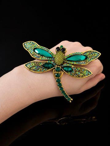 grande broches libellule cristaux swarovski – Métal doré,