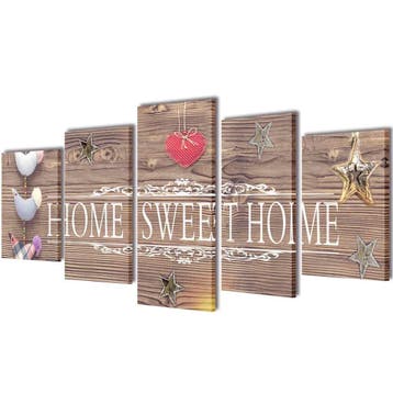vidaXL Canvas muurdruk print set home sweet home 100 x 50 cm, Collections, Verzenden