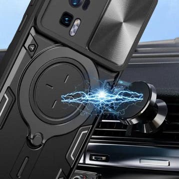 Xiaomi Poco F5 (5G) Hoesje met Ring Kickstand en Magneet -, Verzenden
