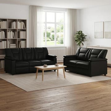 vidaXL bank / zetelstel 2 pcs Zwart Kunstleer, Verzenden, Nieuw