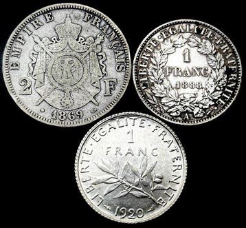 Portugal. Lote de 3 Moedas de Prata – Napoleão III 1869 BB