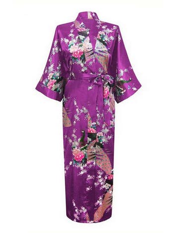 KIMU® Kimono Paars 7/8e XL-XXL Yukata Satijn Boven dekel Lan, Kleding | Dames, Ophalen of Verzenden, Nieuw