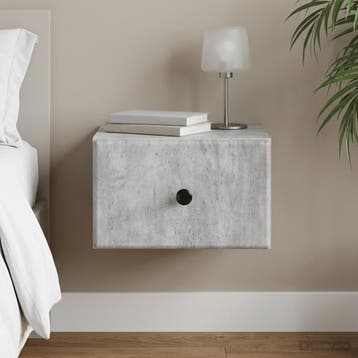 vidaXL Muurbevestigde Nachttafel met lade Betongrijs 34,5 x, Verzenden, Nieuw