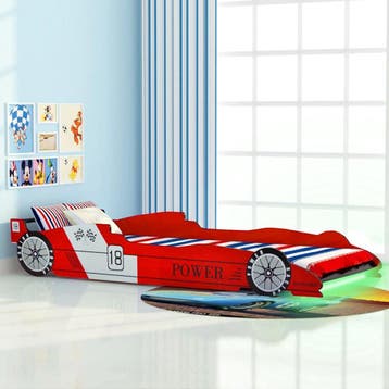vidaXL Kinderbed raceauto met LED-verlichting rood 90x200 cm, Verzenden