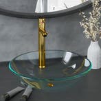 vidaXL Wastafel met kraan en pop-up afvoer gehard glas, Verzenden