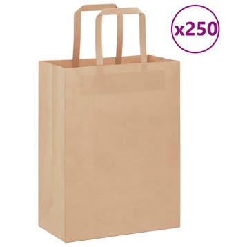 vidaXL Papieren zakken 250 st met hengsels 21x11x28 cm bruin, Divers, Emballage cadeau, Verzenden