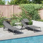 vidaXL Opvouwbare zonnebed 2 pcs Grijs 190 x 57 x 81 cm, Tuin en Terras, Verzenden, Nieuw