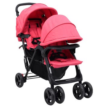 vidaXL Tweelingkinderwagen tandem staal rood, Kinderen en Baby's, Kinderwagens en Combinaties, Verzenden, Nieuw