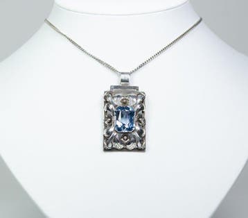 - Argent 800 - spinelle bleu - XL - fait main - France -, Antiek en Kunst
