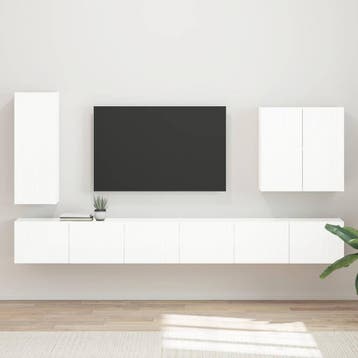 vidaXL Tv Wandkast Set 6 st Hoogglans wit, Huis en Inrichting, Kasten |Televisiemeubels, Verzenden, Nieuw