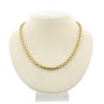 Gouden fantasie schakel collier | 42 cm (Ketting), Ophalen of Verzenden, Gebruikt, Overige kleuren, Goud