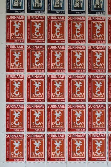 50 jaar Europa ** 2006 - Grote vellen van Suriname Michel €, Gestempeld