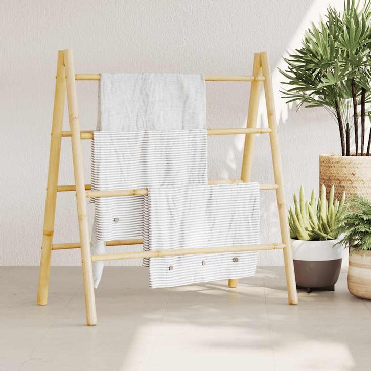 vidaXL Handdoekladder met 4 sporten 90x50x100 cm bamboe, Huis en Inrichting, Badkamer | Badtextiel en Accessoires, Nieuw, Verzenden