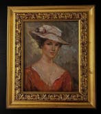 Italiaanse school (XX) - Lady with Hat, Antiek en Kunst