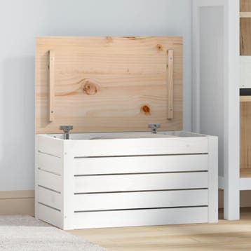 vidaXL Opbergbox wit 59,5x36,5x33 cm massief grenenhout, Verzenden, Nieuw