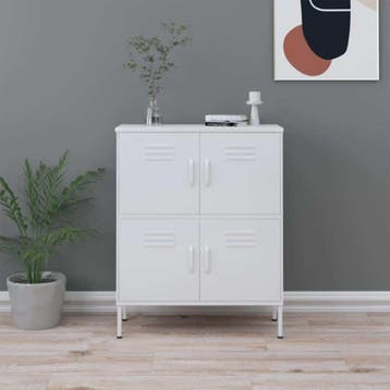 vidaXL Opbergkast 80x35x101,5 cm staal wit, Verzenden