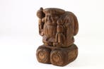 Hand-Carved Wooden Daikokuten Statue - Deity of Wealth &