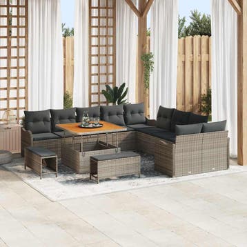 vidaXL Tuinbank Set 13 st 12-Aantal zitplaatsen Grijs, Tuin en Terras, Verzenden, Nieuw