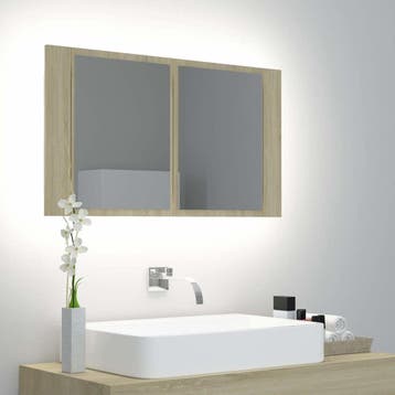 vidaXL Badkamerkast met spiegel LED 80x12x45 acryl sonoma, Verzenden, Nieuw