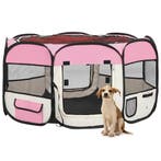 vidaXL Hondenren inklapbaar met draagtas 125x125x61 cm roze, Dieren en Toebehoren, Verzenden, Nieuw