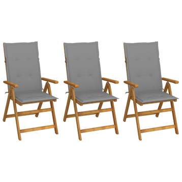 vidaXL Set van 3 klapstoelen met kussens, gemaakt van, Verzenden, Nieuw