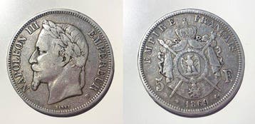 Frankrijk. Napoléon III. 5 Francs 1869-BB, Strasbourg