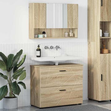 vidaXL Badkamermeubel Set 2 st Sonoma Eik 76,5 x 35 x 64 cm, Verzenden, Nieuw
