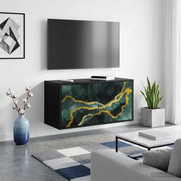 vidaXL Wand gemonteerd TV Kast WIJHE 69 x 33 x 40 cm Zwart, Verzenden, Nieuw