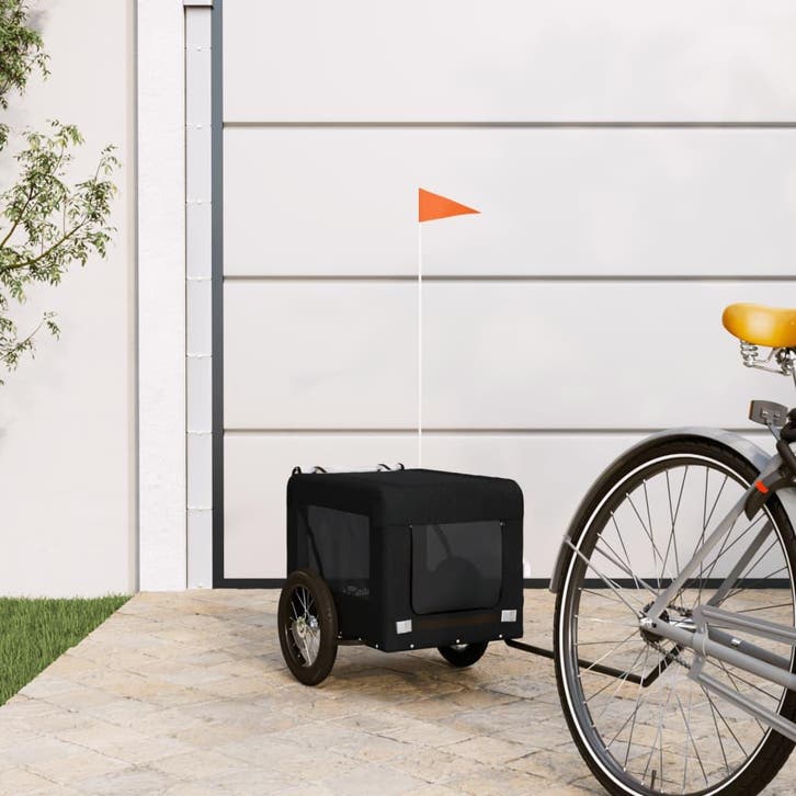 vidaXL Hondenfietstrailer oxford stof en ijzer zwart, Animaux & Accessoires, Autres accessoires pour animaux, Envoi