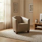 Leren fauteuil Press - Granada Taupe (taupe/bruin) - Poten, Huis en Inrichting, Fauteuils, Nieuw, Ophalen of Verzenden, Eigentijds, Klassiek, Retro, Romantisch, Vintage