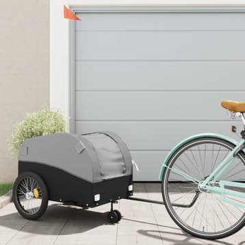 vidaXL Fietstrailer 45 kg ijzer zwart en grijs, Verzenden