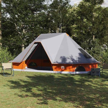 vidaXL Tipi Tent 10-persoons Grijs en Oranje taft, Verzenden, Nieuw